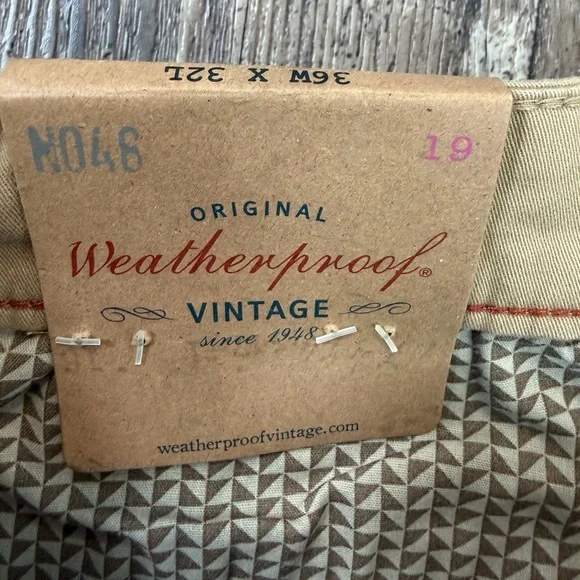 Weatherproof Men's 36 x 32 Khaki Chinos Slim Fit Stretch Twill NWT - Picture 6 of 8